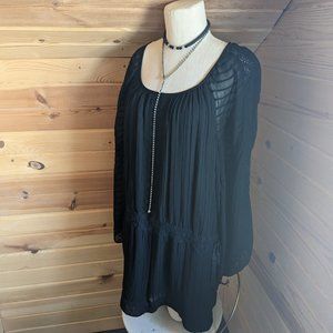 Anthropologie Leifsdottir Black Eyelet Detail Drop Waist Dress